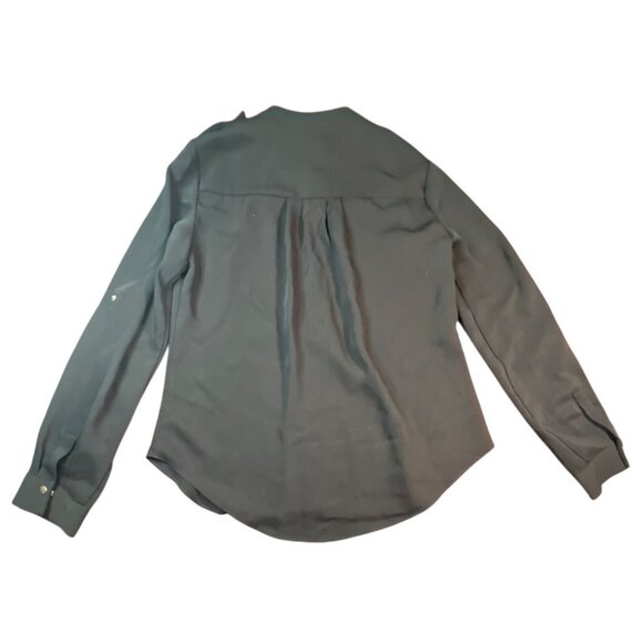 Rachel Roy Black Asymmetrical Zip Front Long Sleeve‎ Blouse S Womens Top - Picture 6 of 6